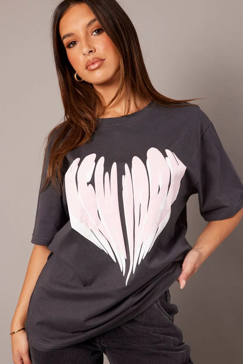 Grey Graphic Tee Short Sleeve sold by Ally Fashion