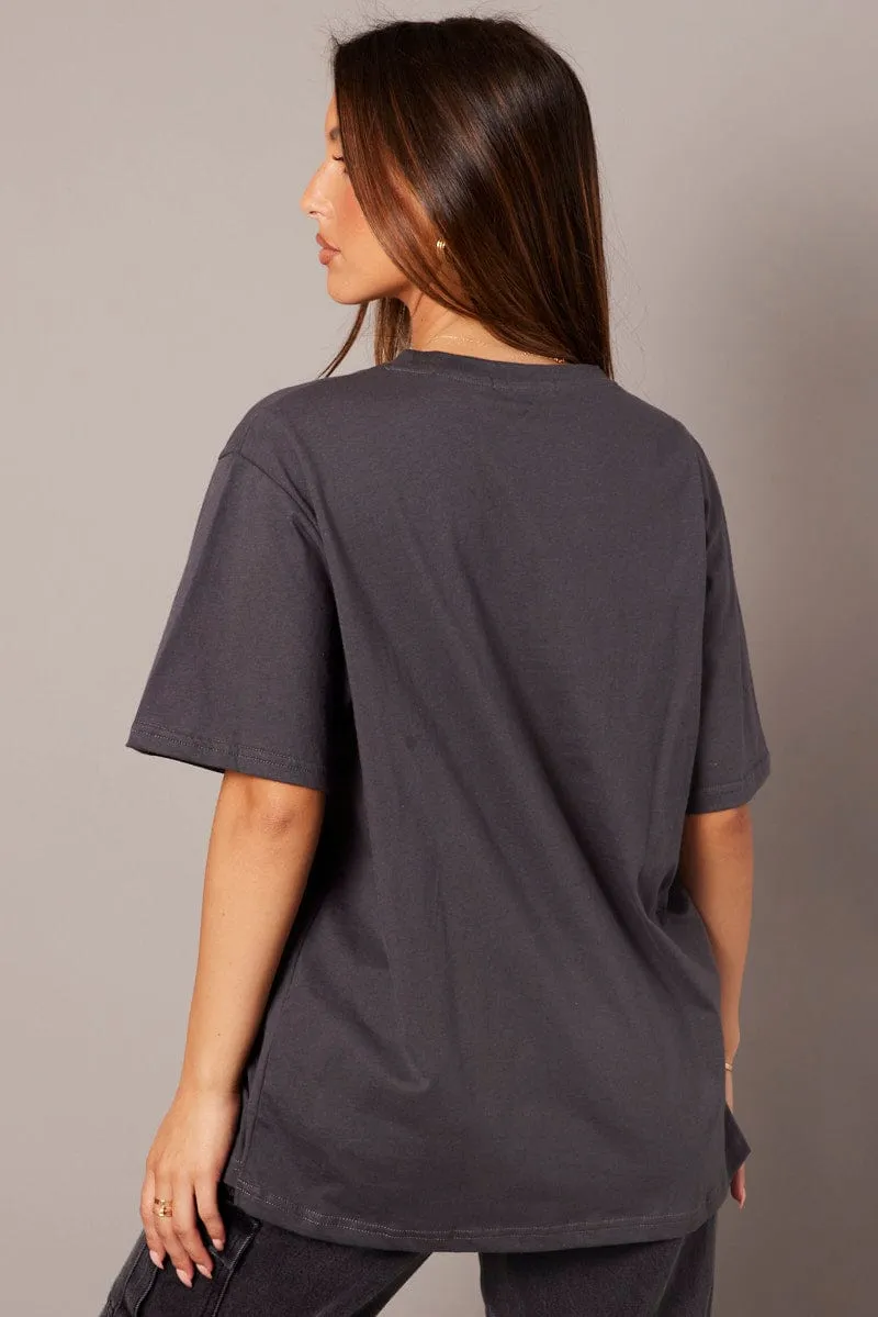 Grey Graphic Tee Short Sleeve sold by Ally Fashion product image thumbnail 5