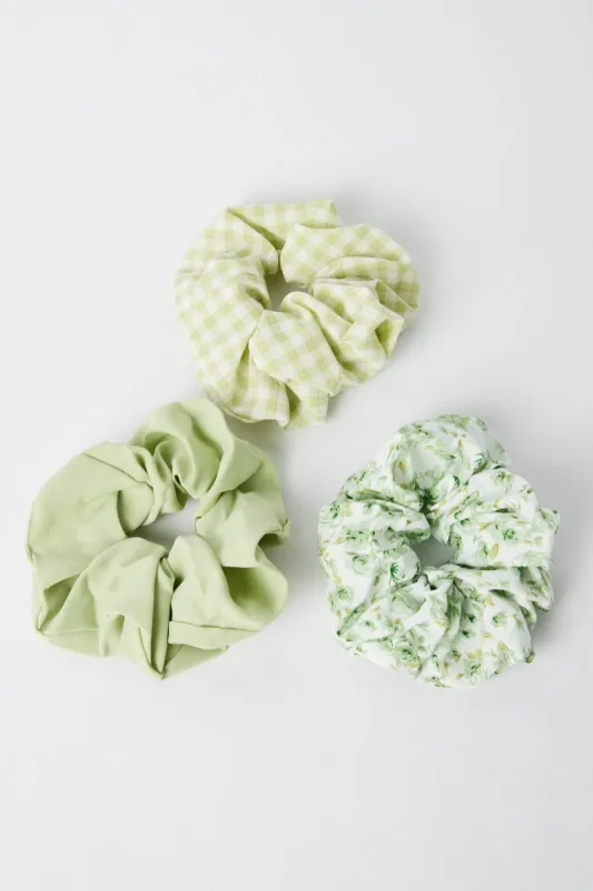 Green 3 Pack Scrunchies sold by Ally Fashion