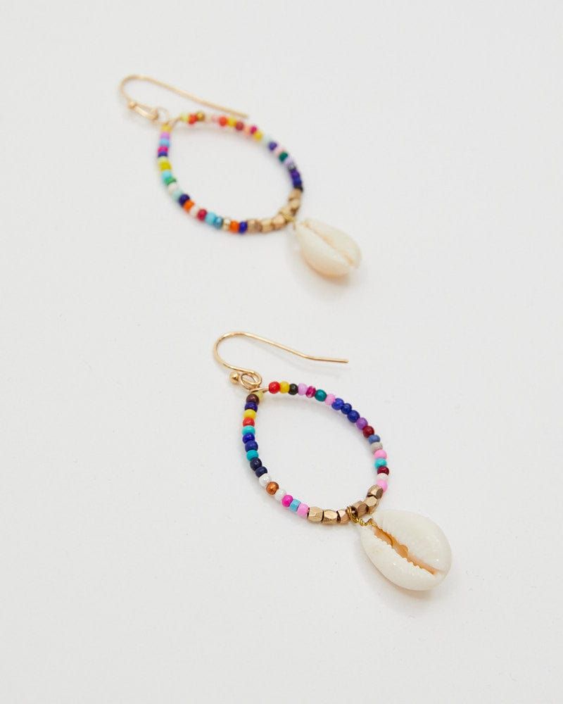 Multi Shell Drop Multi Coloured Beaded Hoop Earrings sold by Ally Fashion product image thumbnail 4