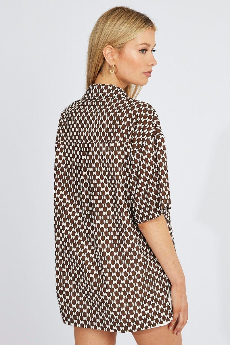 Brown Geo Shirt Short Sleeve sold by Ally Fashion product image thumbnail 5