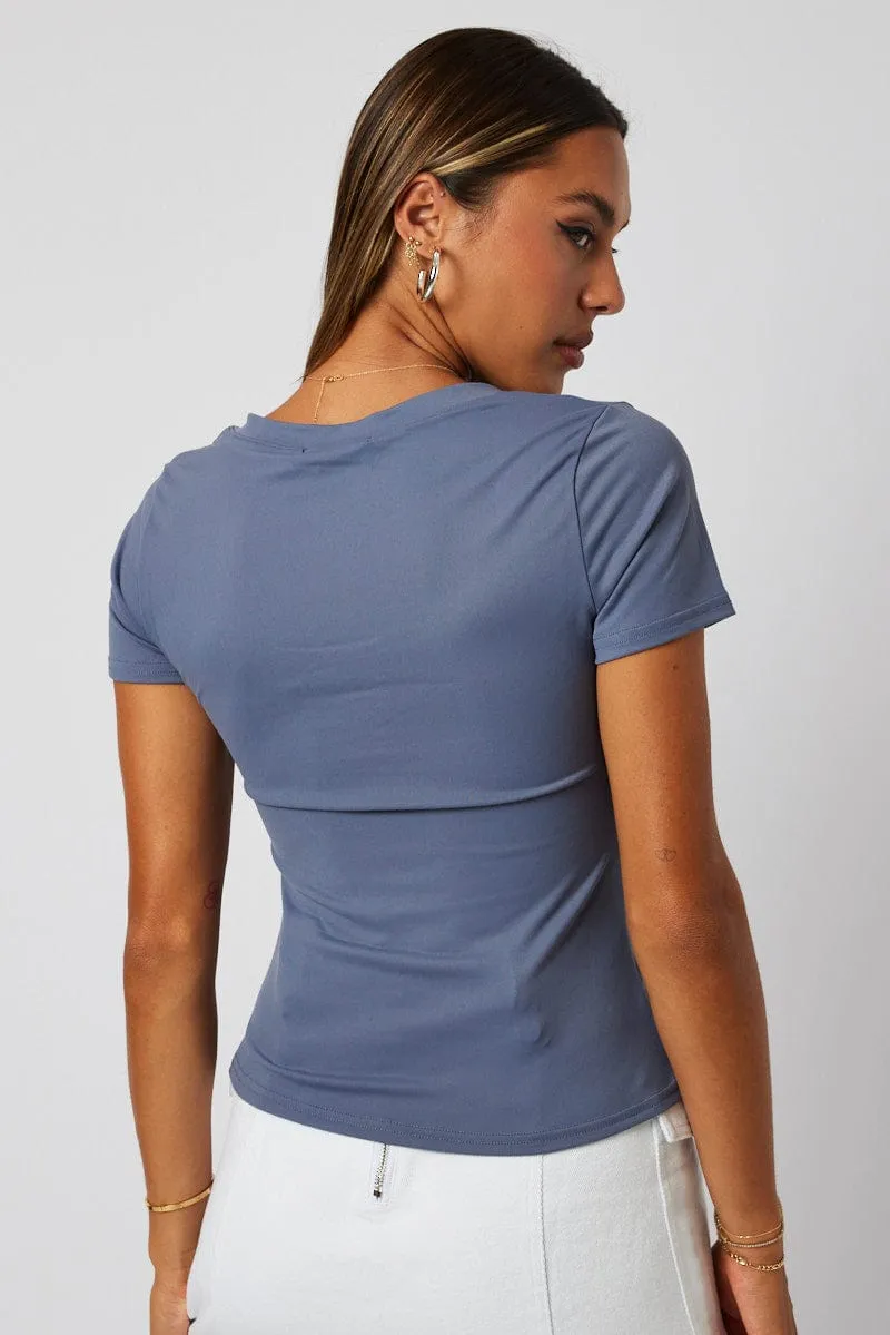 Blue Supersoft Top Short Sleeve sold by Ally Fashion product image thumbnail 5