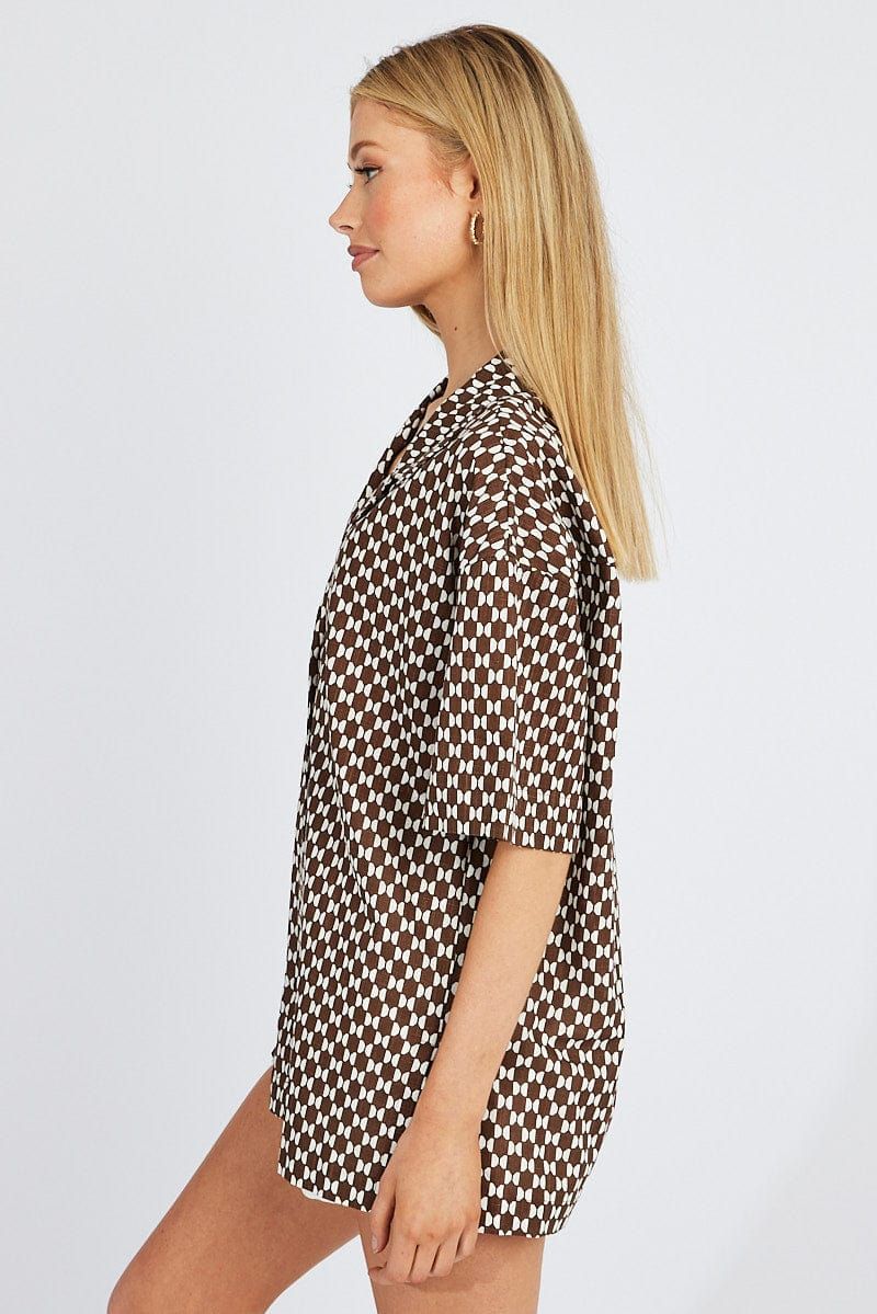 Brown Geo Shirt Short Sleeve sold by Ally Fashion product image thumbnail 4