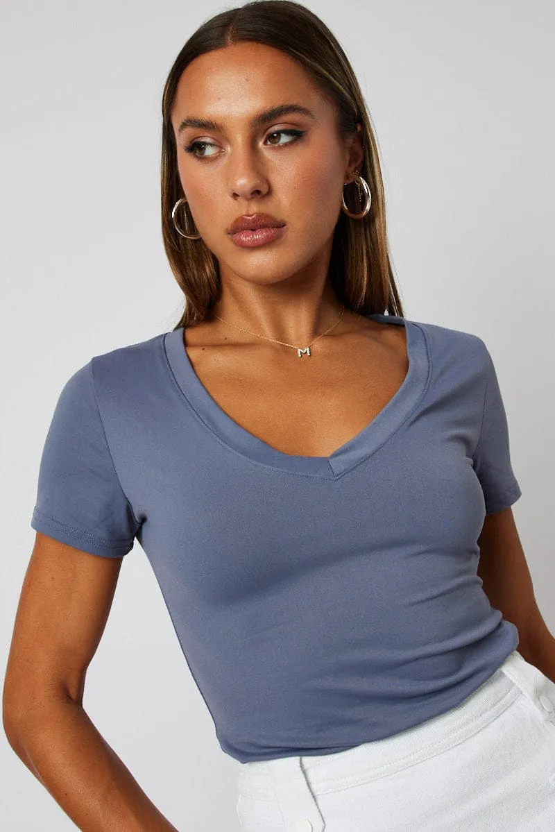Blue Supersoft Top Short Sleeve sold by Ally Fashion product image thumbnail 3