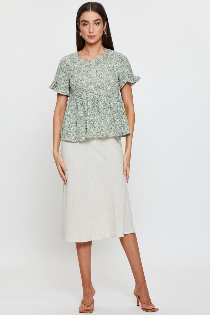 Geo Print Ruffle Top Short Sleeve sold by Ally Fashion product image thumbnail 2