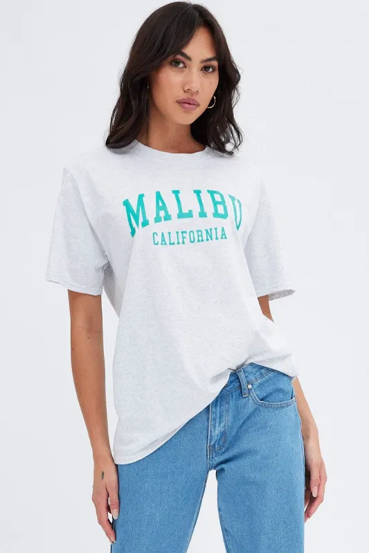 Grey Graphic Tshirt Short Sleeve sold by Ally Fashion