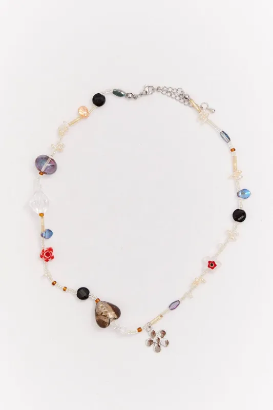 Multi Floral Charm Lucite Necklace sold by Ally Fashion