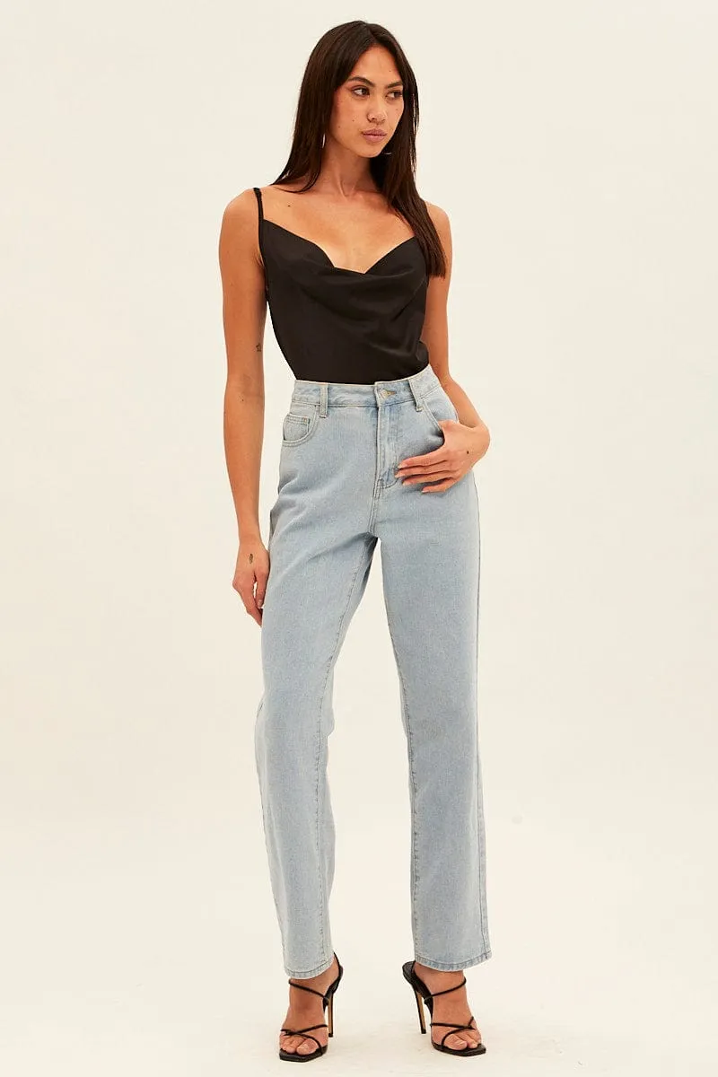 Black Cowl Neck Satin Bodysuit sold by Ally Fashion product image thumbnail 3