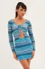 Blue Stripe Mini Skirt Bodycon Mid Rise sold by Ally Fashion