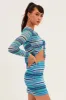 Blue Stripe Mini Skirt Bodycon Mid Rise sold by Ally Fashion