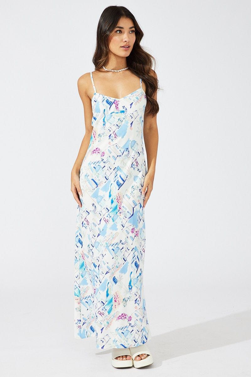 Blue Print Maxi Dress Bias Cut sold by Ally Fashion product image thumbnail 3