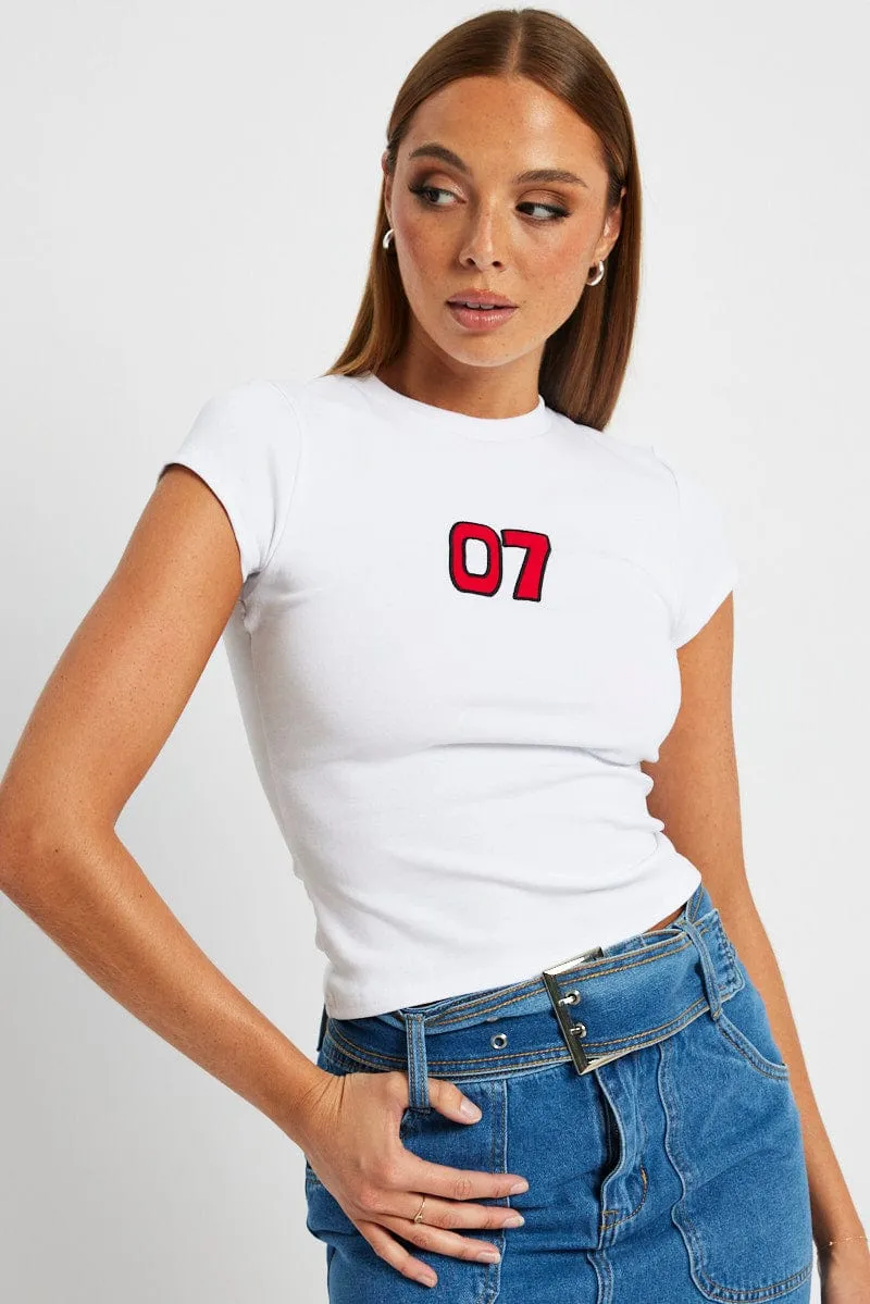 White Graphic Tee Short Sleeve sold by Ally Fashion product image thumbnail 2