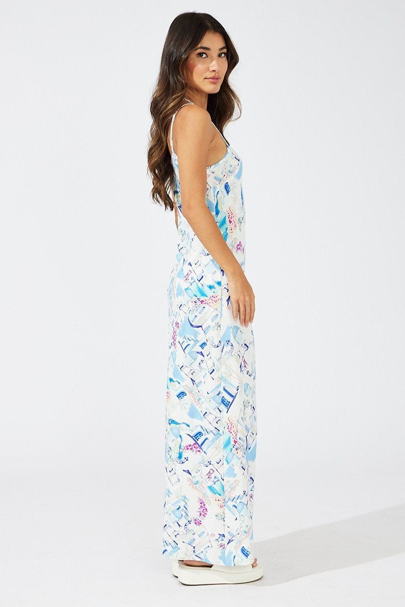 Blue Print Maxi Dress Bias Cut sold by Ally Fashion product image thumbnail 4
