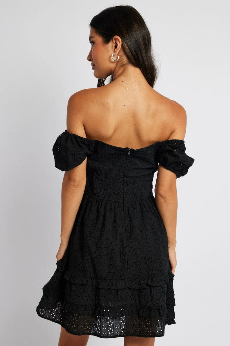 Black Fit and Flare Dress Short Sleeve Embroidered sold by Ally Fashion product image thumbnail 5