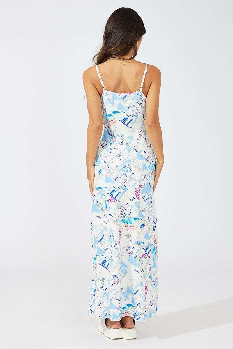 Blue Print Maxi Dress Bias Cut sold by Ally Fashion product image thumbnail 5