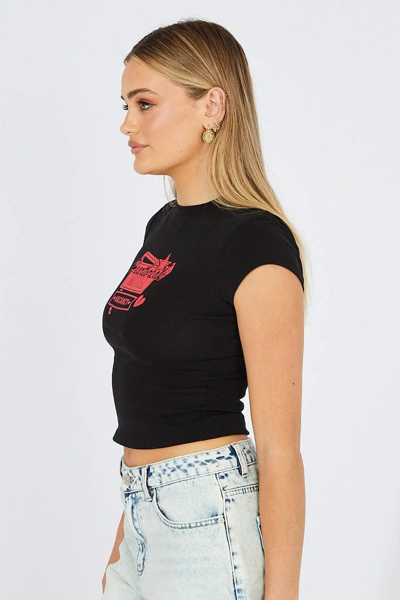 Black Graphic Tee Short Sleeve sold by Ally Fashion product image thumbnail 4