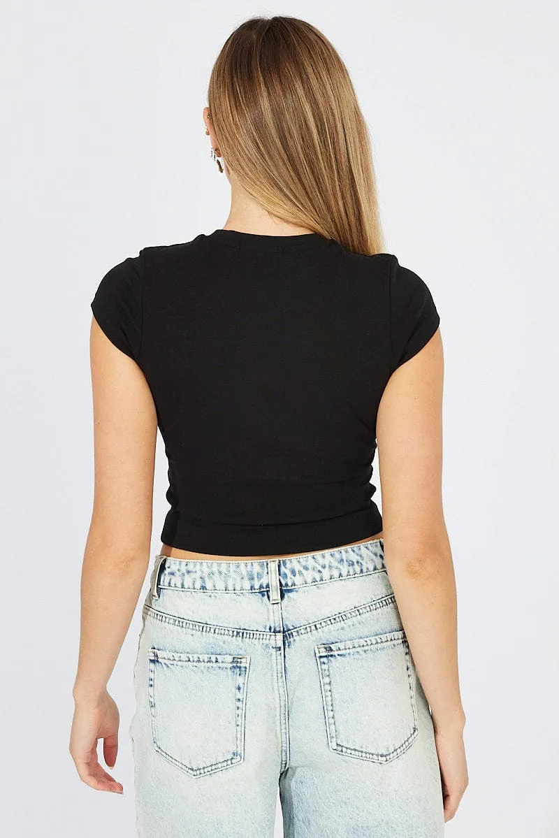 Black Graphic Tee Short Sleeve sold by Ally Fashion product image thumbnail 5