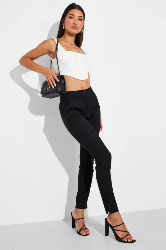 Black Slim Pants Mid Rise Workwear sold by Ally Fashion