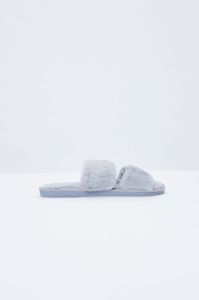 Grey Faux Fur Fluffy Slides sold by Ally Fashion