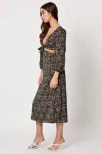 Print Long Sleeve Cut Out Dress sold by Ally Fashion