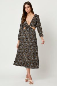 Print Long Sleeve Cut Out Dress sold by Ally Fashion