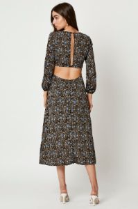 Print Long Sleeve Cut Out Dress sold by Ally Fashion