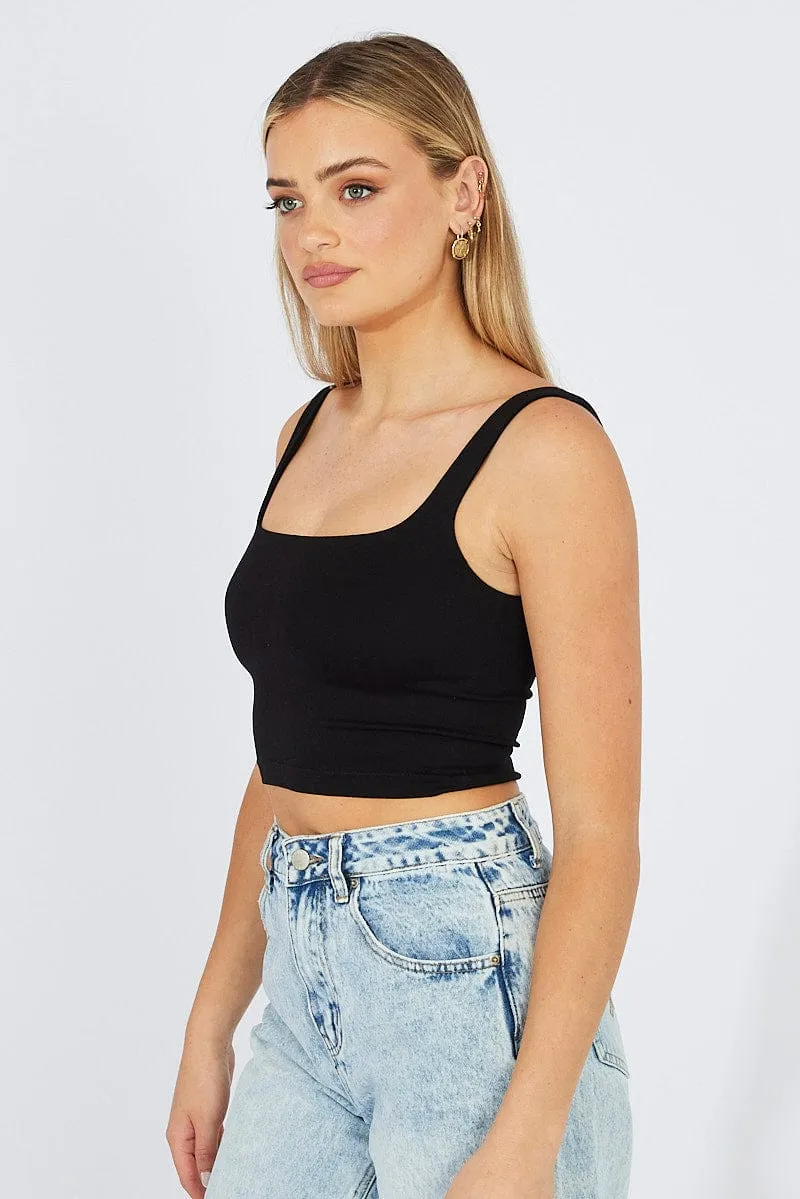 Black Crop Tank Top Seamless sold by Ally Fashion product image thumbnail 4