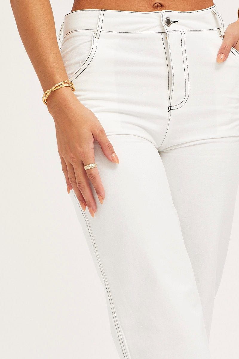 White Wide Leg Pants High Rise sold by Ally Fashion product image thumbnail 6