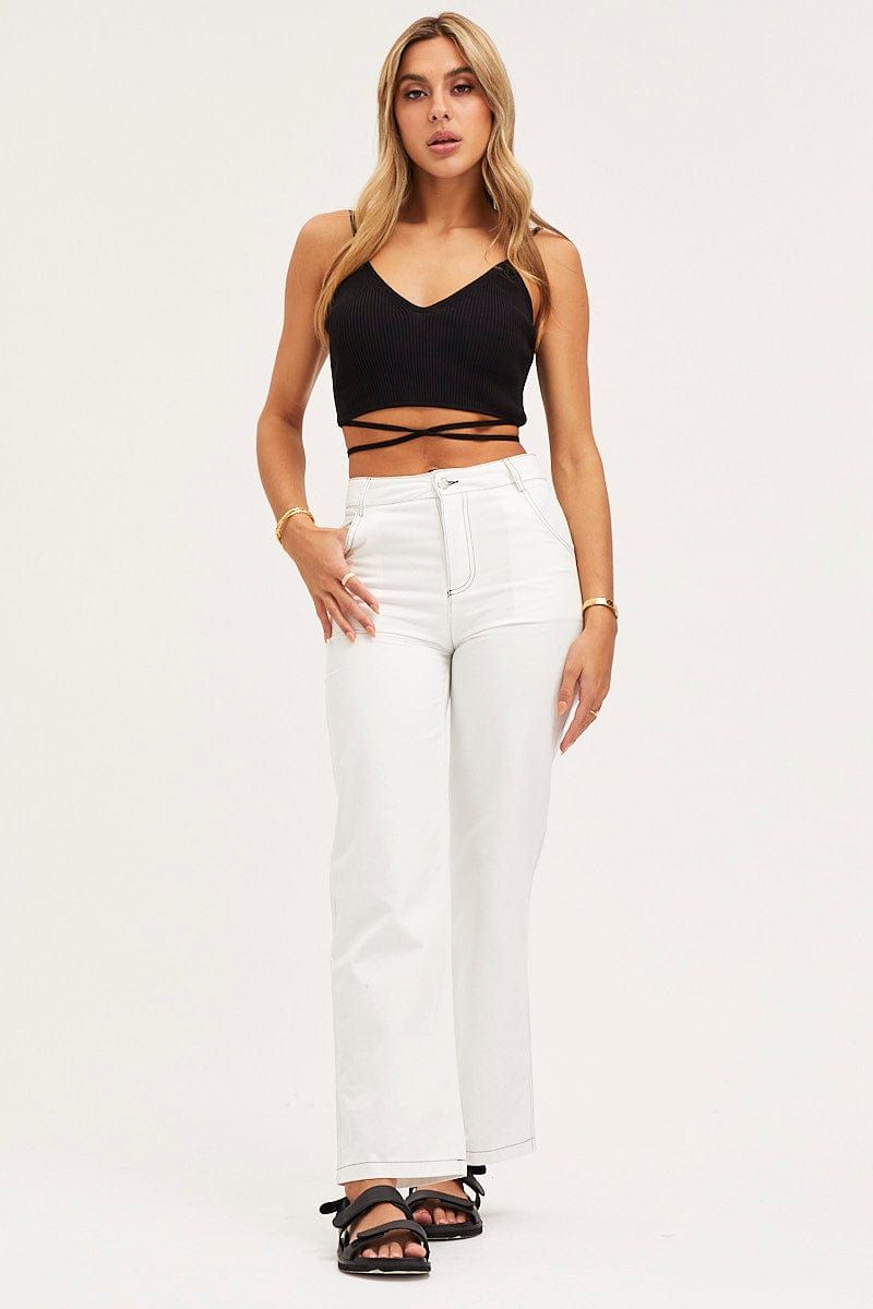 White Wide Leg Pants High Rise sold by Ally Fashion