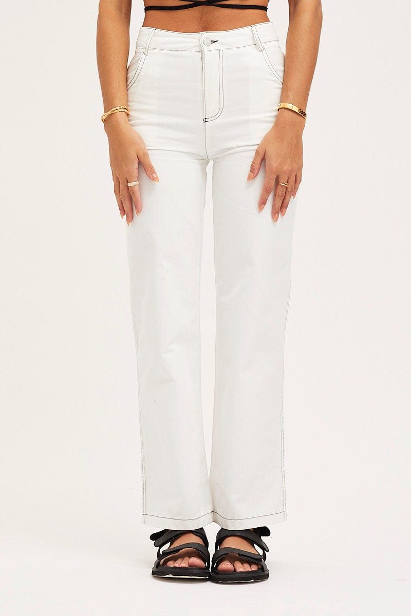 White Wide Leg Pants High Rise sold by Ally Fashion product image thumbnail 2