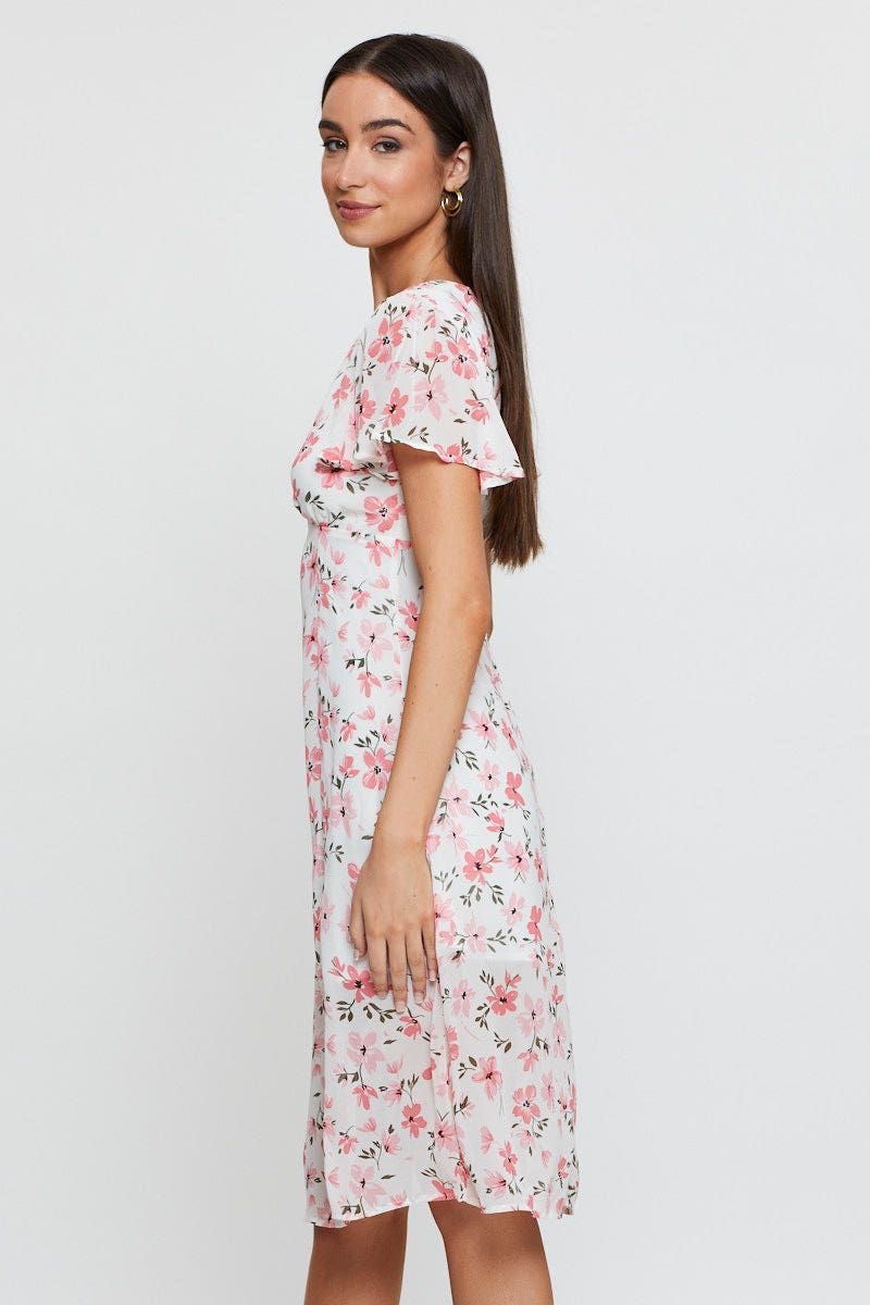 Print Midi Dress Short Sleeve V Neck sold by Ally Fashion product image thumbnail 4