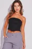 Black Corset Bandeau Top Strapless Crop Shirred Back sold by Ally Fashion