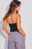 Black Corset Bandeau Top Strapless Crop Shirred Back sold by Ally Fashion