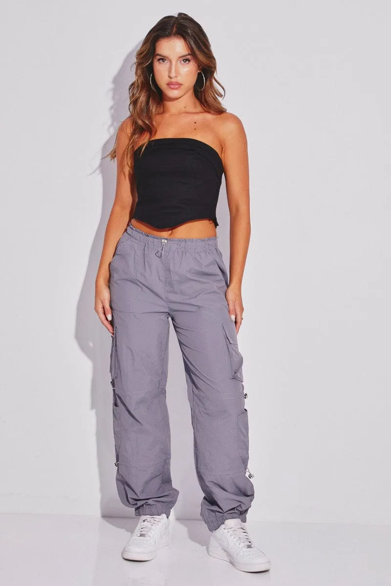 Black Corset Bandeau Top Strapless Crop Shirred Back sold by Ally Fashion product image thumbnail 2