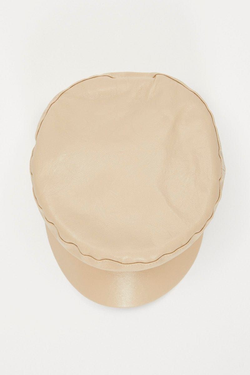 White Faux Leather Baker Boy Hat sold by Ally Fashion product image thumbnail 2