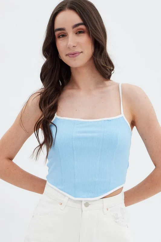 Blue Pinch Scarf Crop Top made by Ally Fashion