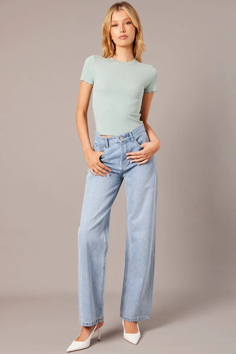 Green T Shirt Short Sleeve Crew Neck sold by Ally Fashion product image thumbnail 2