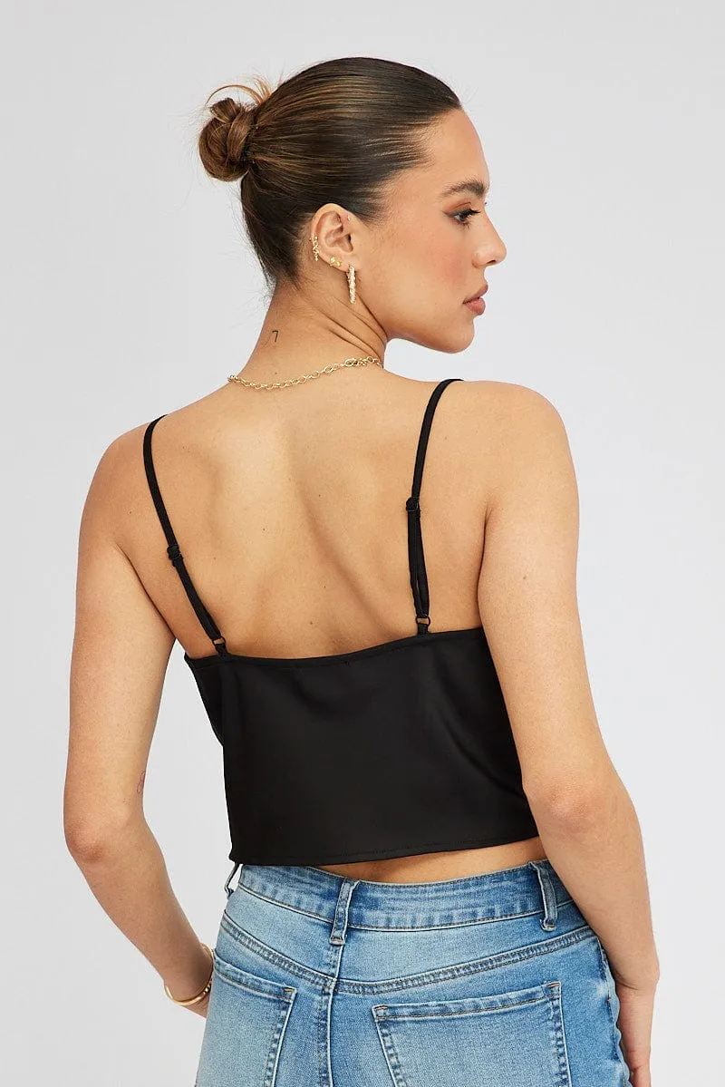 Black Satin Cami Sleeveless Cowl Neck sold by Ally Fashion product image thumbnail 5