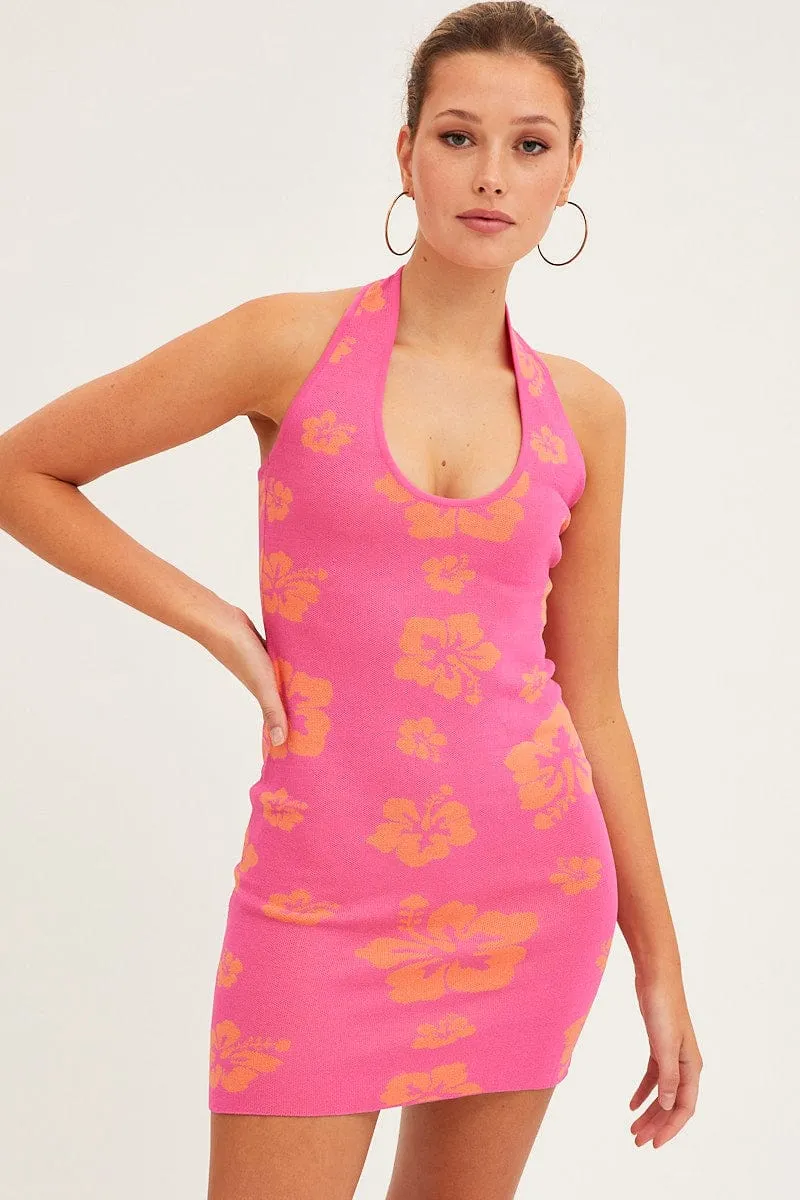 Print Knit Dress Sleeveless Mini Halter sold by Ally Fashion product image thumbnail 4