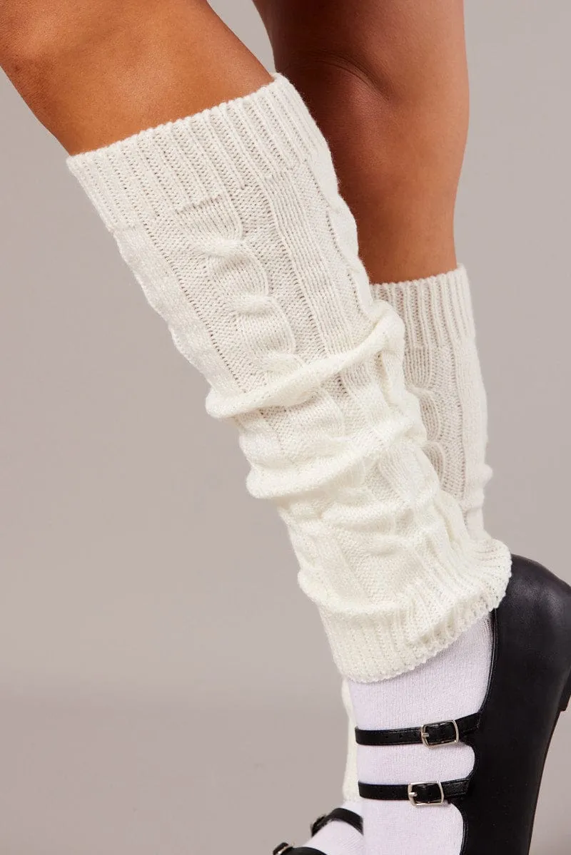 White Cable Leg Warmer sold by Ally Fashion product image thumbnail 2