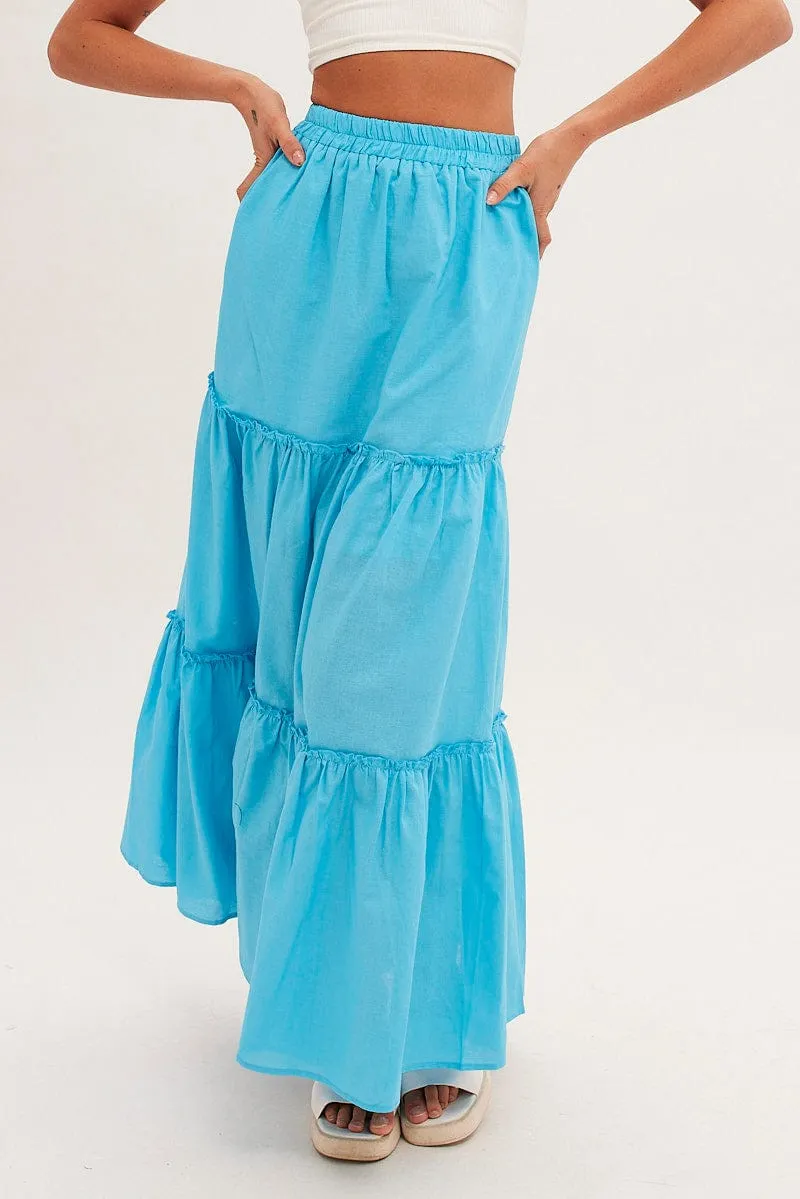 Blue Maxi Skirt Tiered sold by Ally Fashion product image thumbnail 2