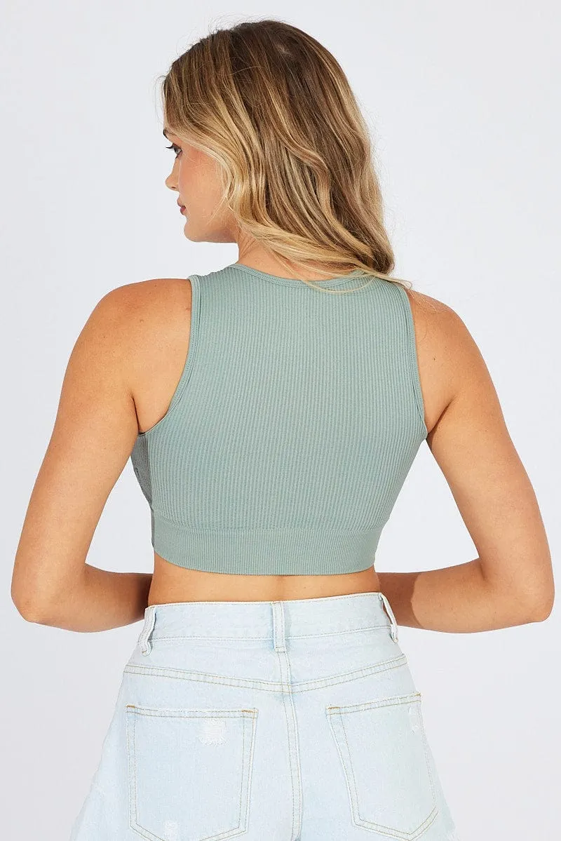 Green Tank Top Crew Neck Seamless sold by Ally Fashion product image thumbnail 5