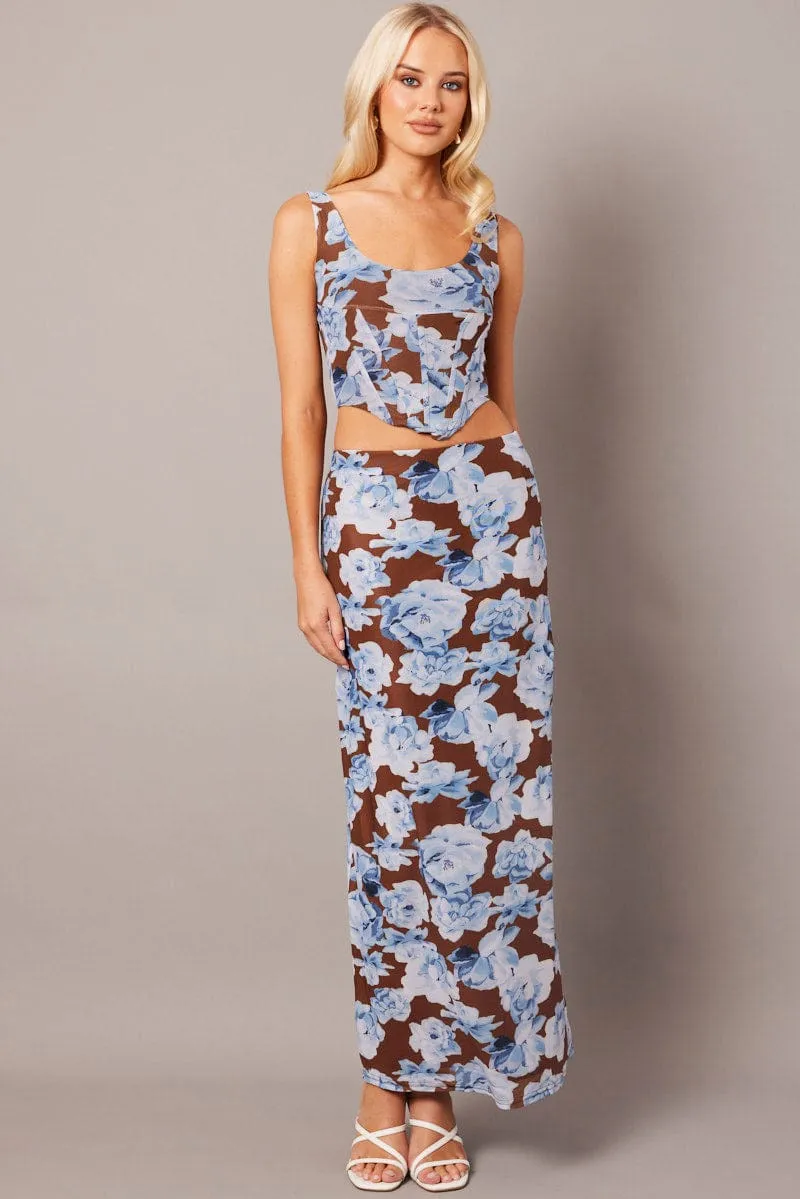 Multi Floral Maxi Skirt High Rise Mesh sold by Ally Fashion product image thumbnail 2