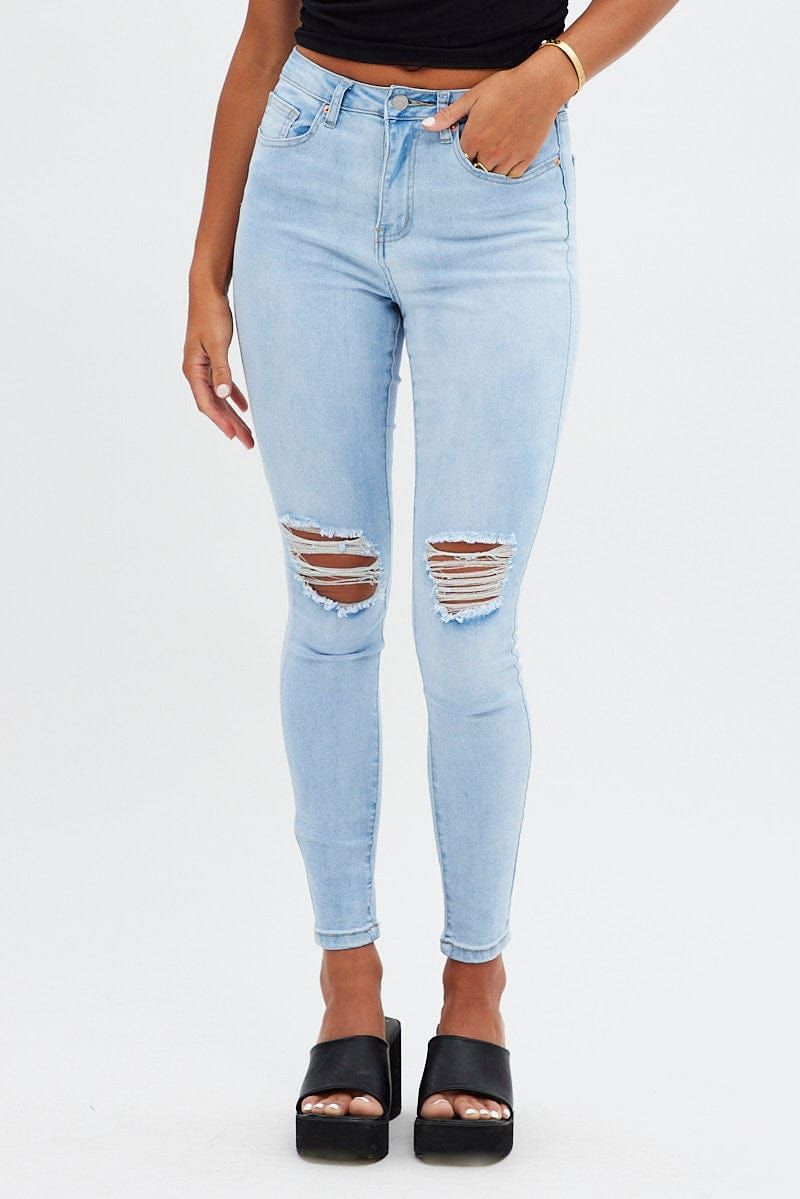 Blue Skinny Denim Jeans High Rise sold by Ally Fashion product image thumbnail 2