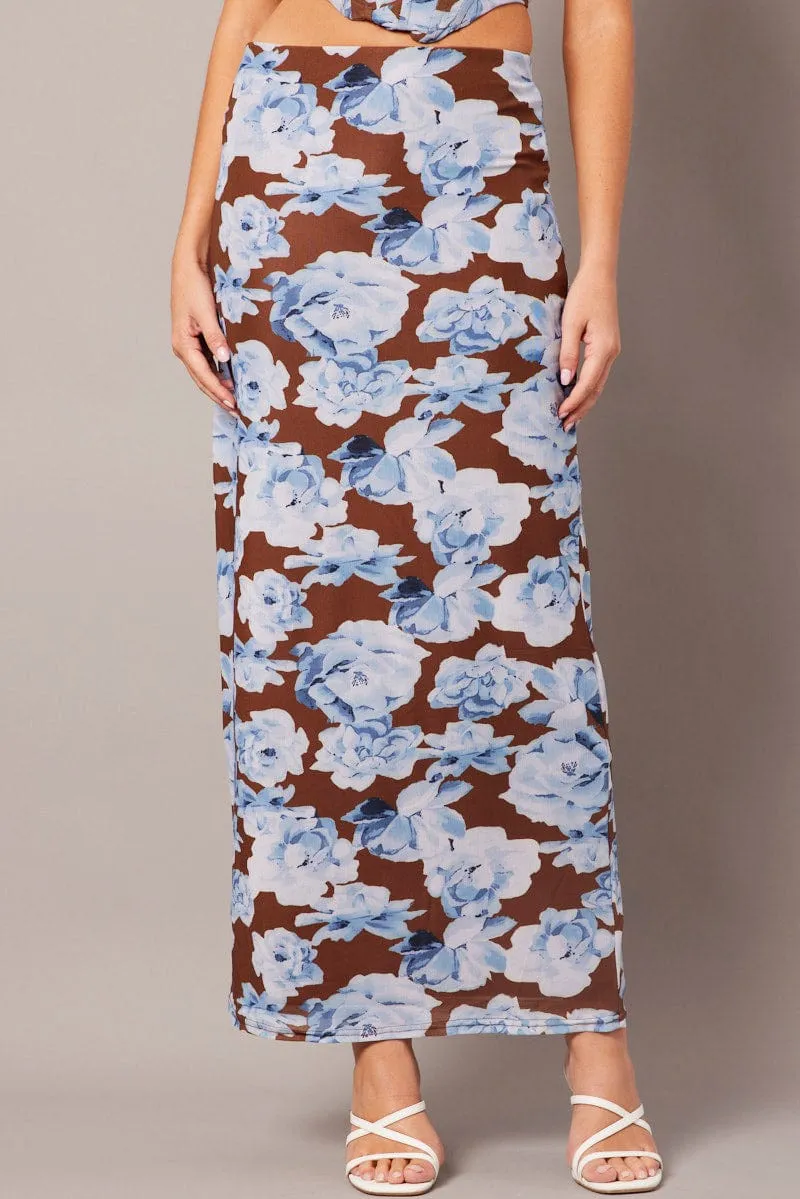 Multi Floral Maxi Skirt High Rise Mesh sold by Ally Fashion product image thumbnail 3