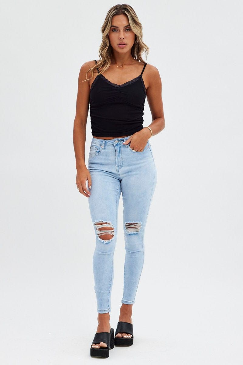 Blue Skinny Denim Jeans High Rise sold by Ally Fashion product image thumbnail 3