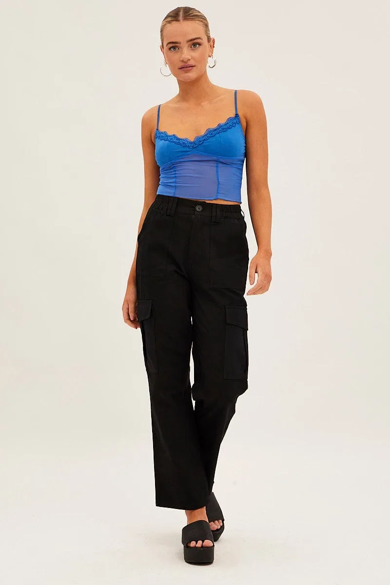 Blue Lace Trim Mesh Cami Top sold by Ally Fashion product image thumbnail 2