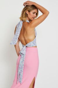 Print Crop Top Halter Tie Up sold by Ally Fashion