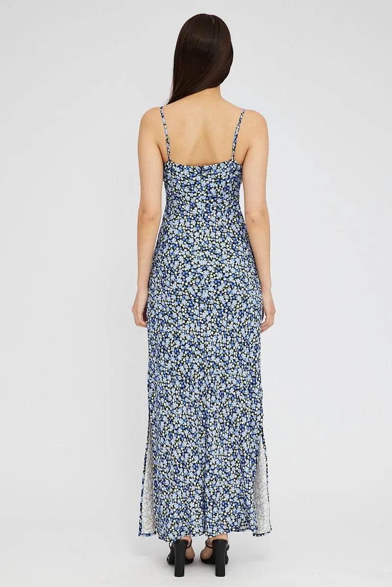 Black Ditsy Midi Dress Gathering Bust Sleeveless sold by Ally Fashion product image thumbnail 5