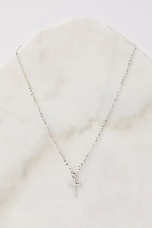 Silver Rhinestones Cross Pendent Necklace sold by Ally Fashion